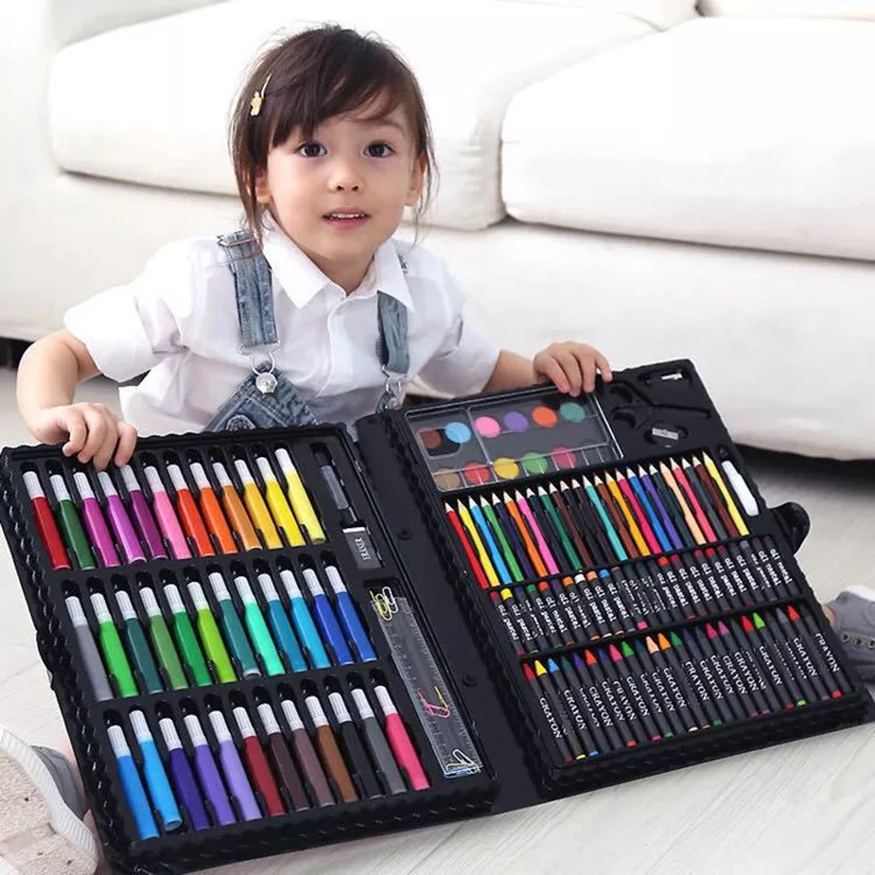 

150Pcs Kids Art Set Children Drawing Color Pencil Watercolor Pen Crayon Oil Pastel Painting Drawing Art Supplies Stationery Gift