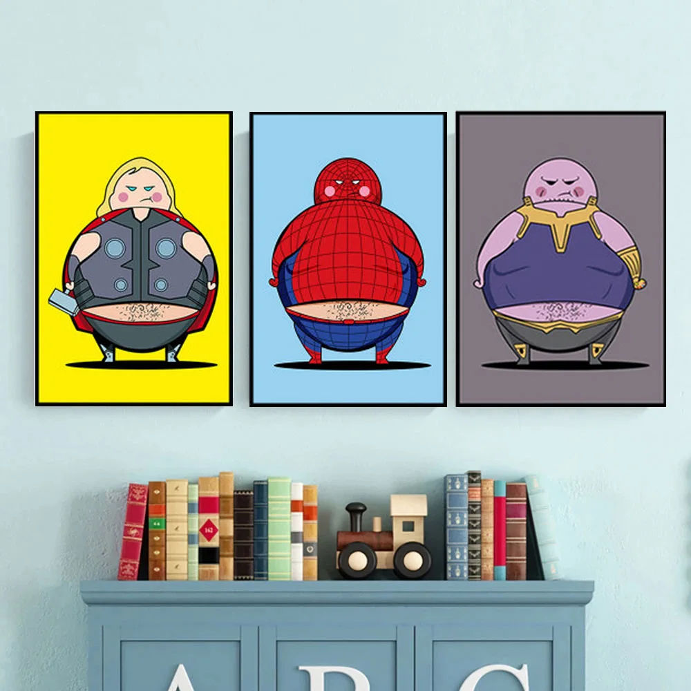 

Marvel Iron Man Burger Shop Canvas Paintings Cartoon Avengers Superhero Poster Wall Art Mural Print Children's Room Home Decor