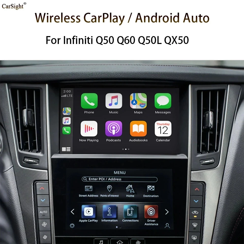 

Беспроводной Apple Carplay для infiniti, 8-дюймовый экран 2015-2019, Q50, Q60, Q50L, QX50, Android, Автомобильное Зеркало, Wi-Fi, автомобильный игровой интерфейс Airplay