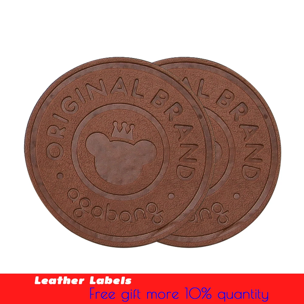 Пользовательские круглые этикетки из искусственной кожи для детской строчки