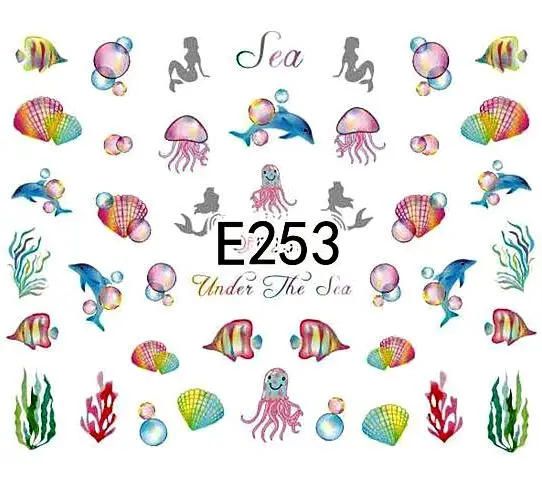 3D наклейки для ногтей все украшения слайдеры морская клоун рыба медуза клейкие