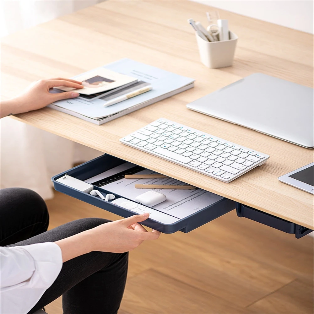 

Drawer Storage Box Under Desk Punch-free Storage Case Sundries Organizer Sticky Hidden Pen Holder Home Office Supplies Desk Set