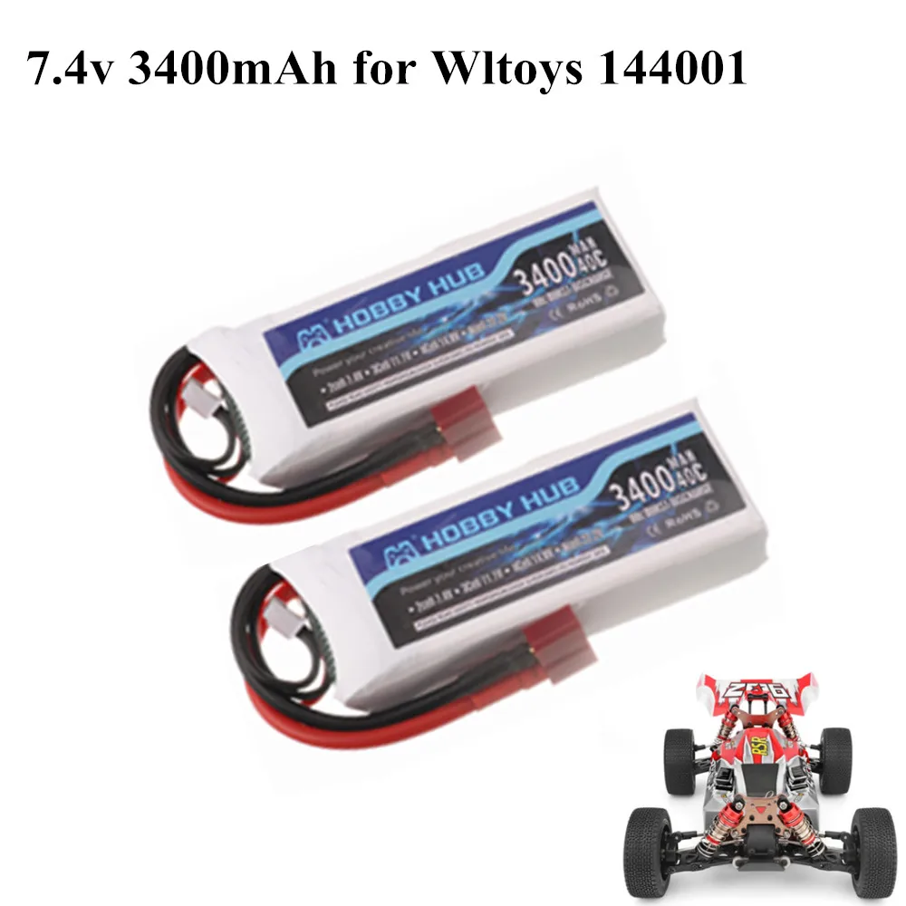 Оригинальный аккумулятор для Wltoys 144001 car 2s 7 4 V 3400mAh Lipo батарея T Plug 1/14 RC автомобиль