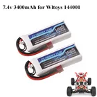 Оригинальный аккумулятор для Wltoys 144001 car 2s 7,4 V 3400mAh Lipo батарея T Plug для Wltoys 114 144001 RC автомобиль Лодка Запчасти 1-5 шт.