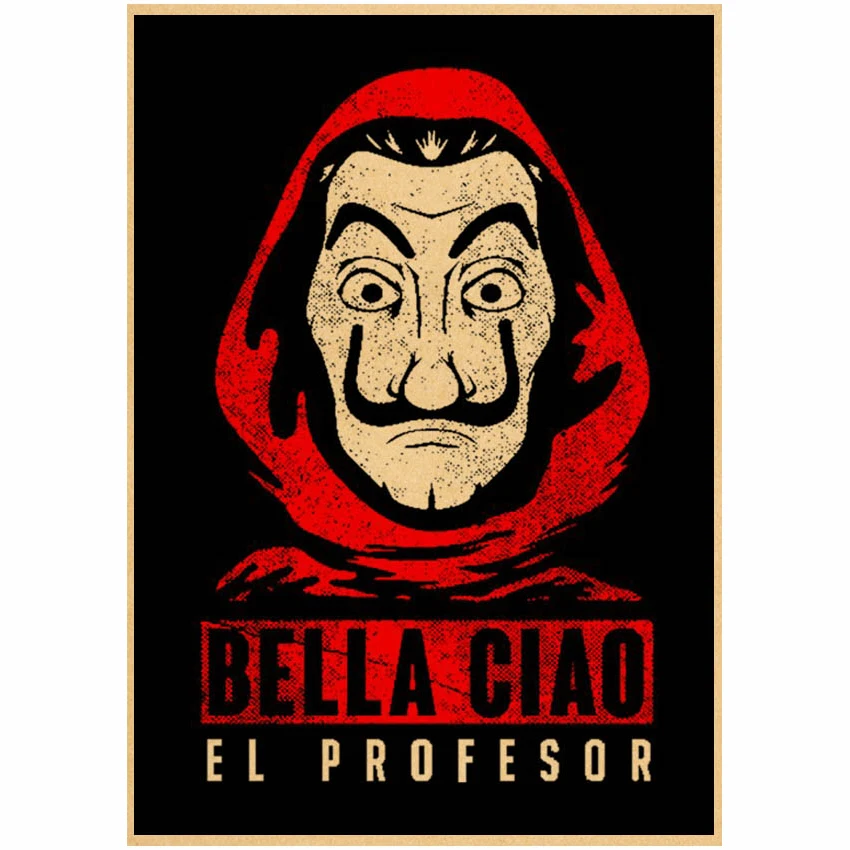 la casa de papel poster money heist vintage home decor room art painting house of paper bella ciao bar cafe wall sticker free global shipping