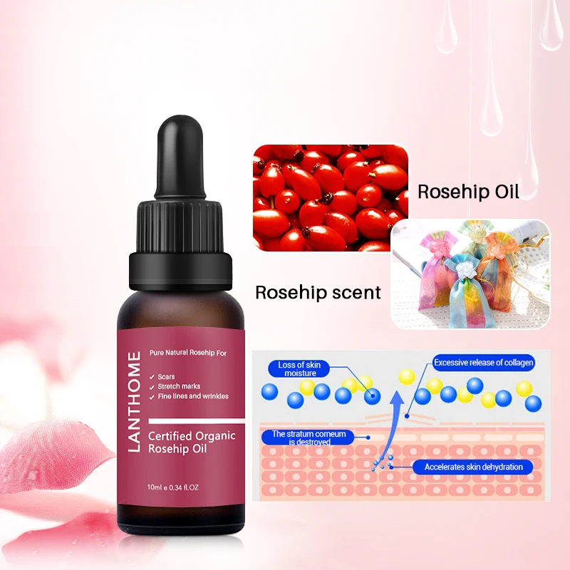 

100% Organic Pure Rosehip Oil Anti Scars Fine Lines Wrinkles Stretch Marks Dehydrated Ageing Serum Pregnant Skin Essential Oils