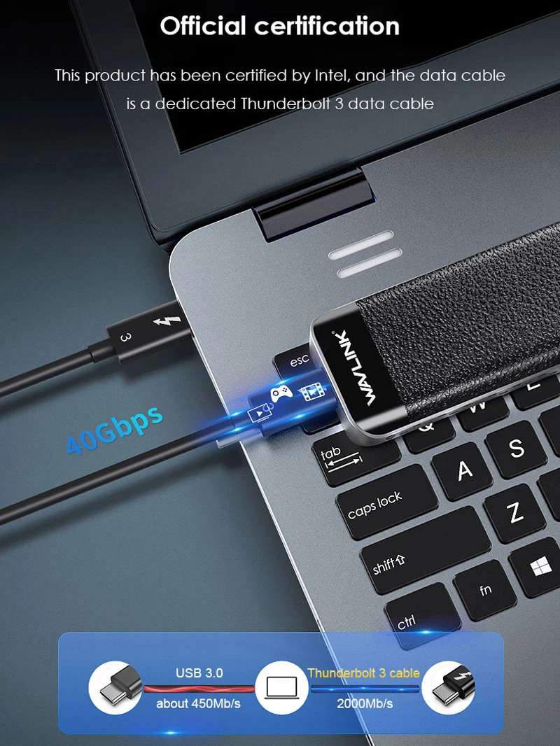 Сертифицированный Intel Thunderbolt™Внешний SSD накопитель 3 NVME USB Type C 40 Гбит/с отличное
