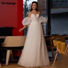Новое блестящее кружевное свадебное платье в стиле бохо со съемными рукавами-фонариками