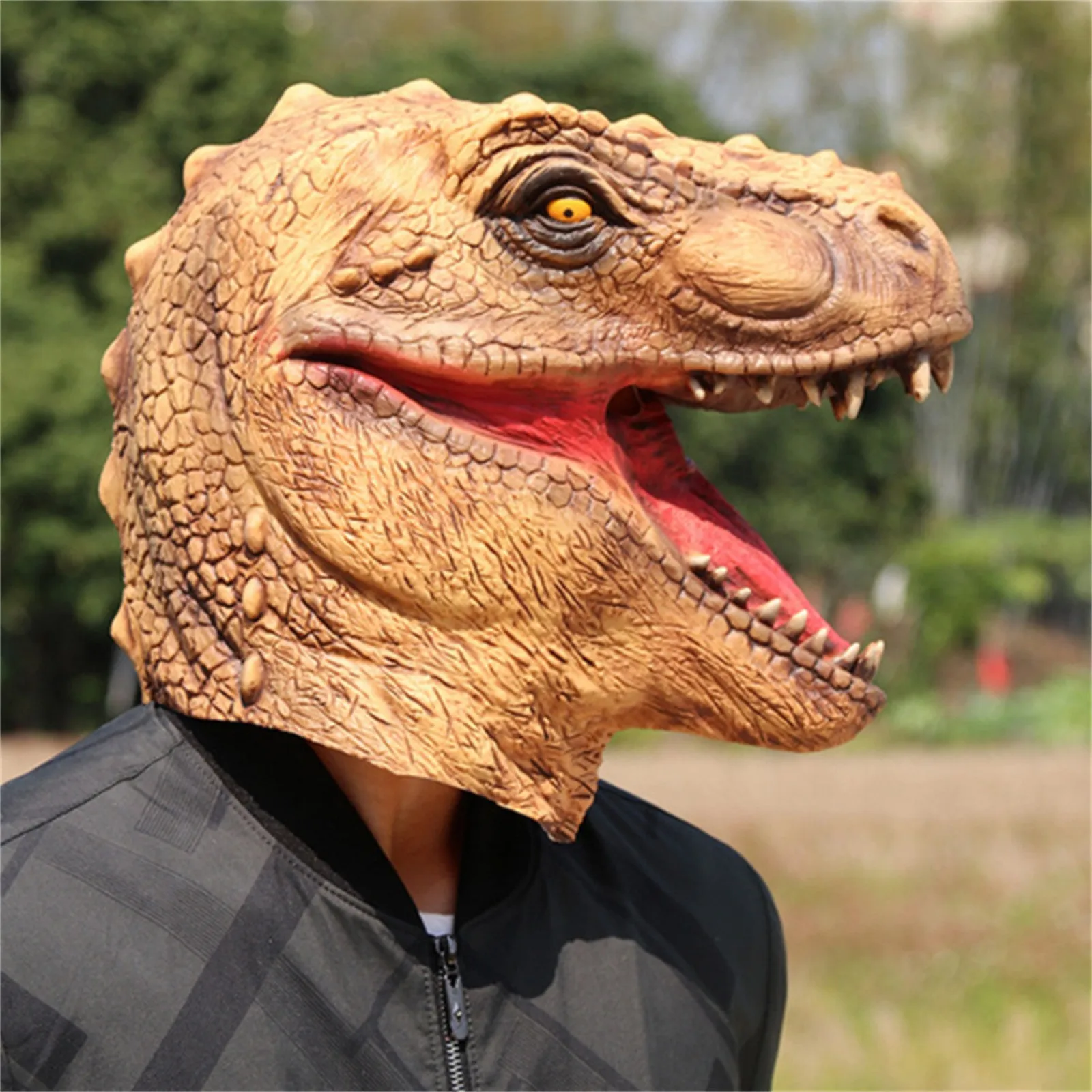 

Eraspooky Realistic Jurassic Dinosaur Cosplay Tyrannosaurus Latex Mask Halloween Costume Props For Adult Festival Party Headgear