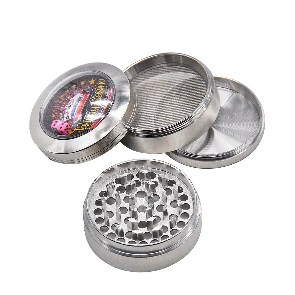 Цинковый сплав измельчители трав для курения с игра в кости окна 63 мм 4 шт.