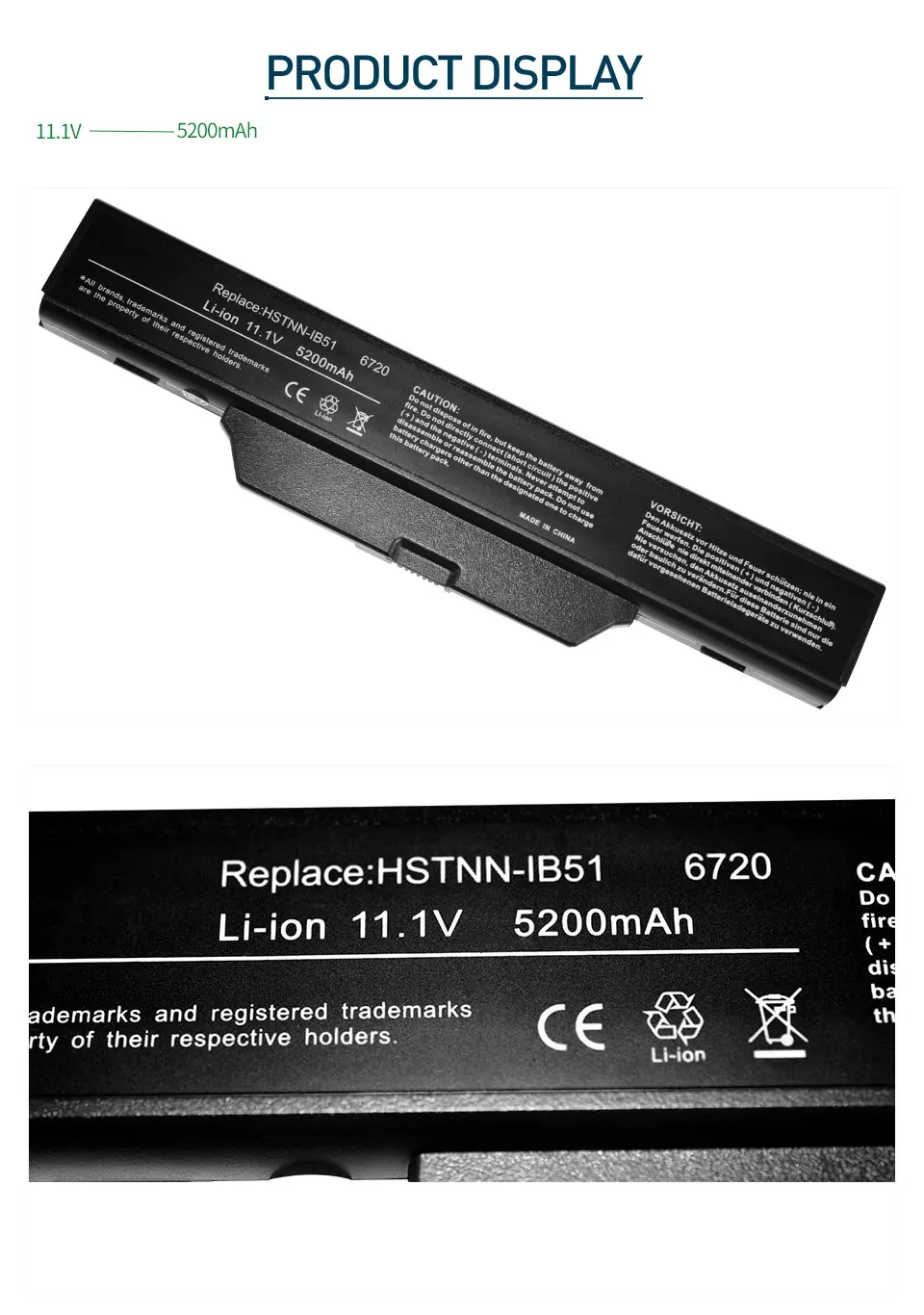 5200 мАч 11,1 В 6 ячеек Батарея для COMPAQ 510 511 610 615 6735S 6720S 6730S 6820S 6830S для струйного принтера Hp HSTNN-IB51 HSTNN-IB62