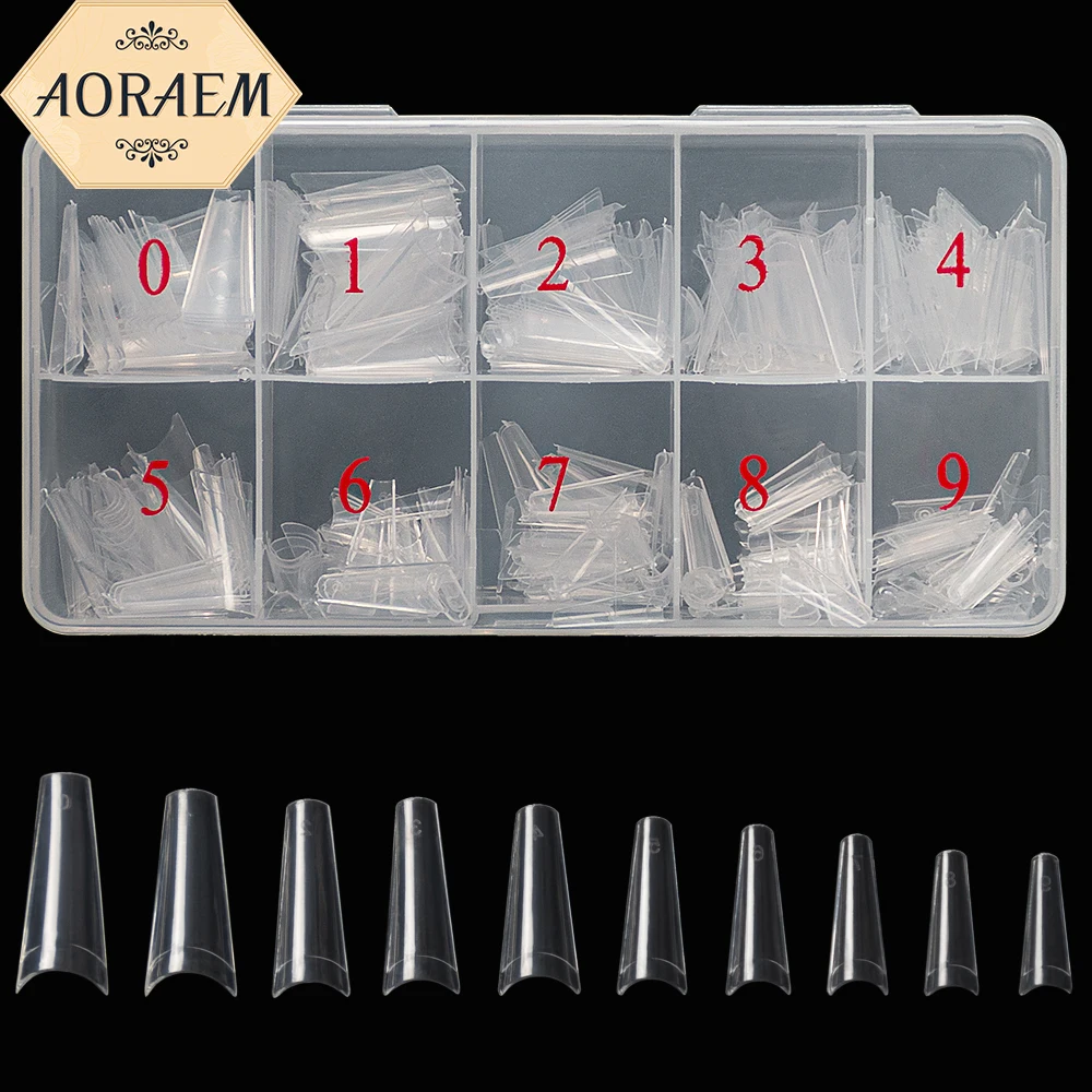 

AORAEM French Nail Tips Coffin Acrylic Press On Nails Clear Ballerina Artificial Capsule 500pcs/Box Natural Manicure Design DIY