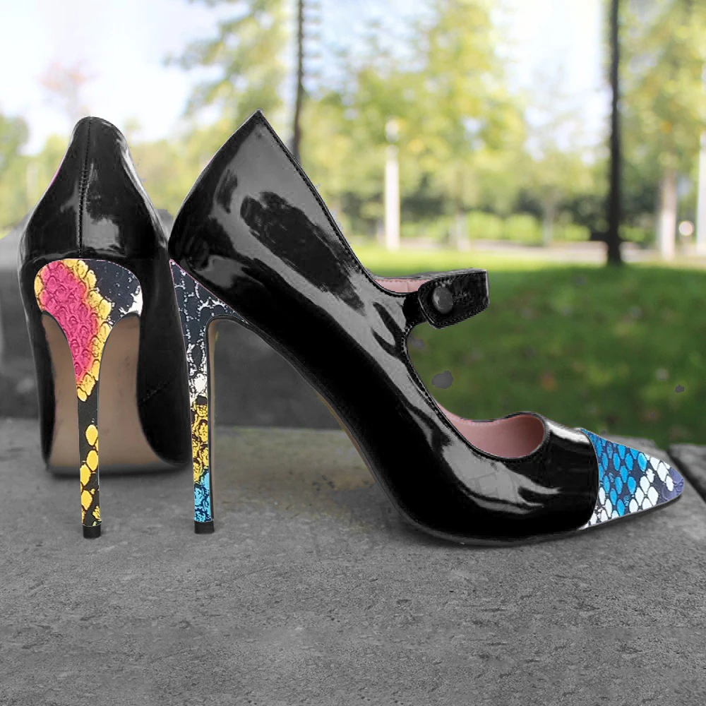 LAIGZEM/модные женские туфли лодочки на каблуке шпильке Лакированные Mary Jane для