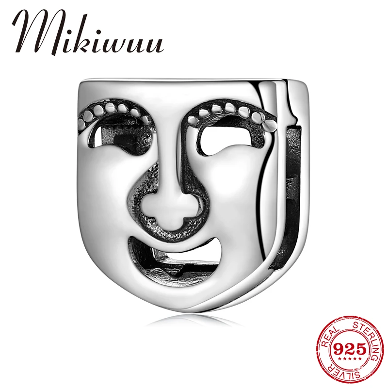 Высокое качество 925 пробы Серебряный Счастливый смайлик амулет зажим подходит