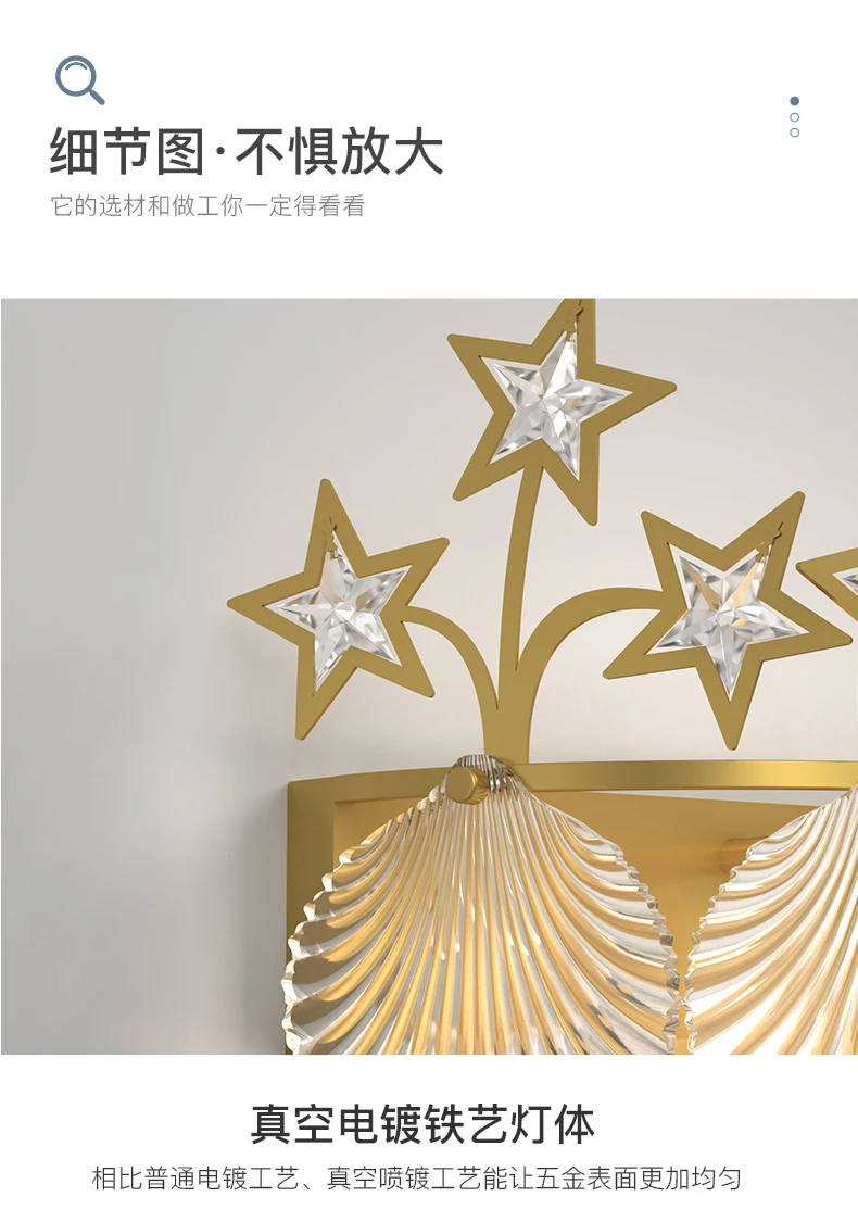 Настенные лампы в скандинавском стиле со звездами и короной стеклянные