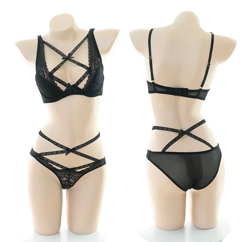 Женское Новое сексуальное нижнее белье ажурное кружевное с перекрестной грудью