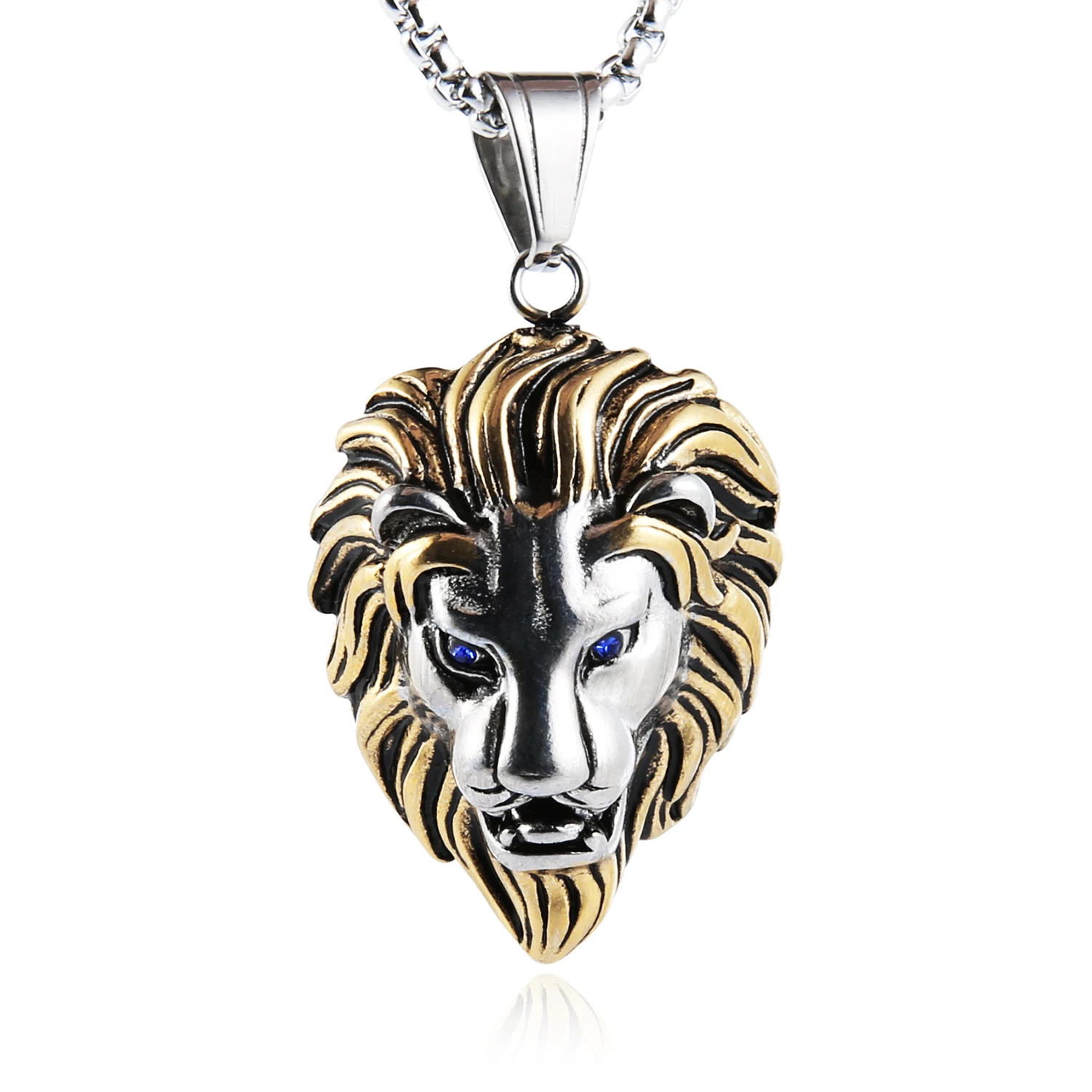 Цепочка HZMAN мужская с подвеской в виде короля льва ожерелье из нержавеющей стали
