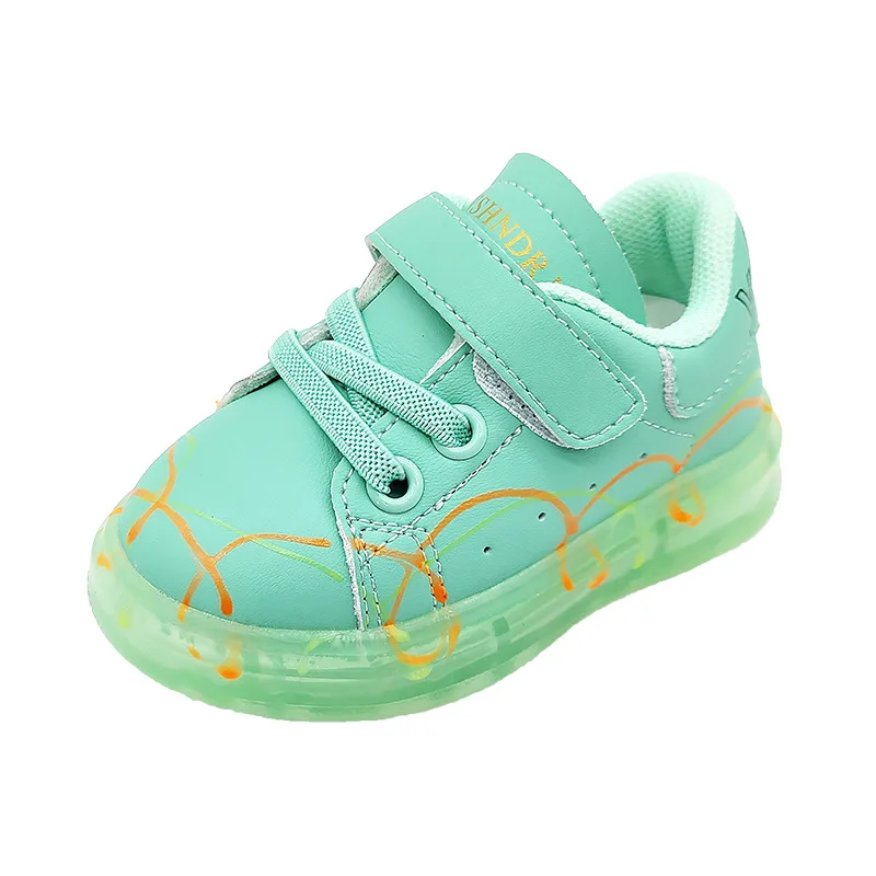 

2021 Spring Breathable Baby Toddler Shoes Boys Girls Light Up Luminous Casual Sports Shoes Soft Bottom Infant Shoes Kids D11203