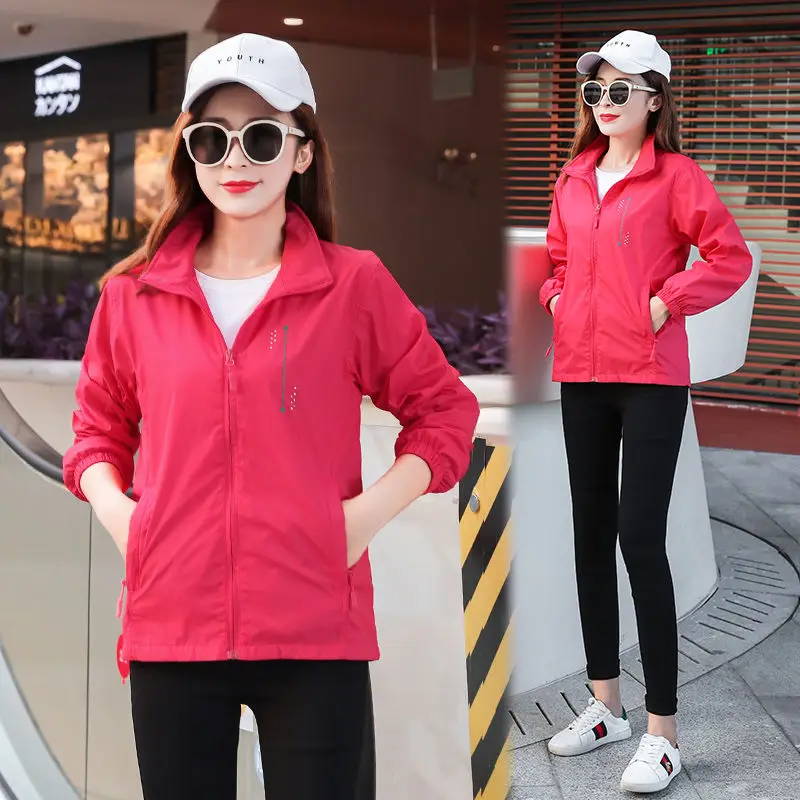

Womens Autumn Jacket Loose Causal Sports Solid Pullover Outdoor Running Light Jacket Outwear Fashion Ladies 2020 New Coat W48
