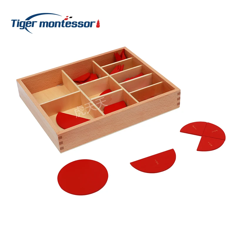 

Montessori Wooden Mathematics Materials Cut-Out Labeled Fraction Circles（1-10）Toys