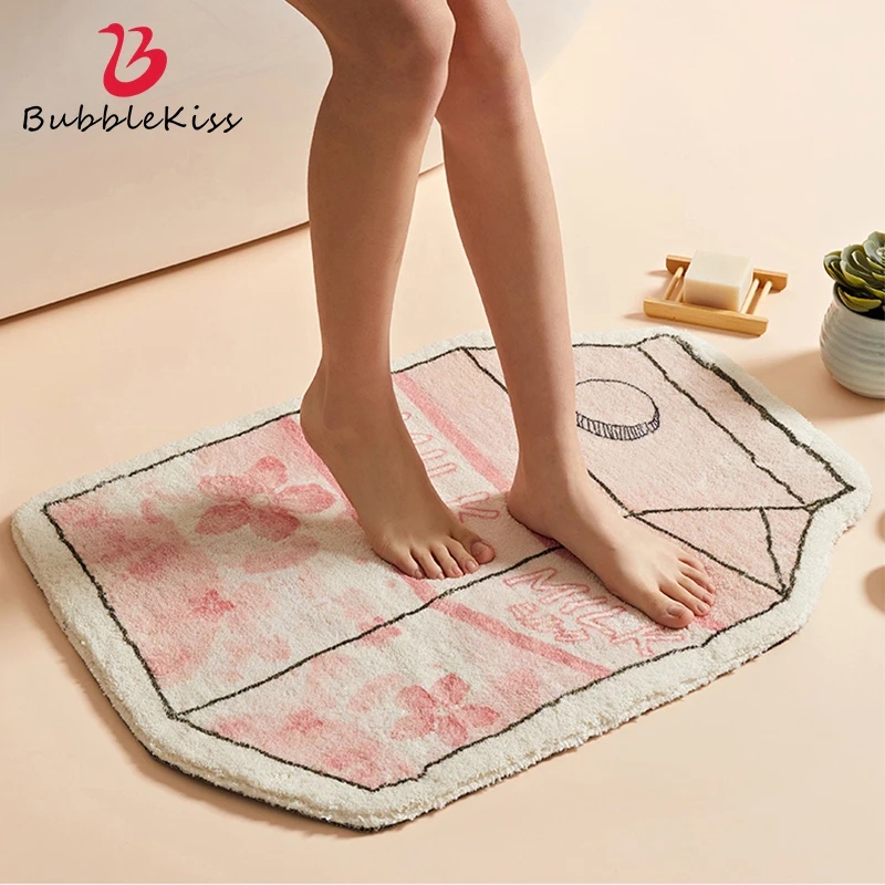 

Bubble Kiss Bathroom Mats Milk Shaped Plush Carpet Absorbent Non-Slip Carpets Home Decor Bedroom Entrance Door Mats Toilet Rugs