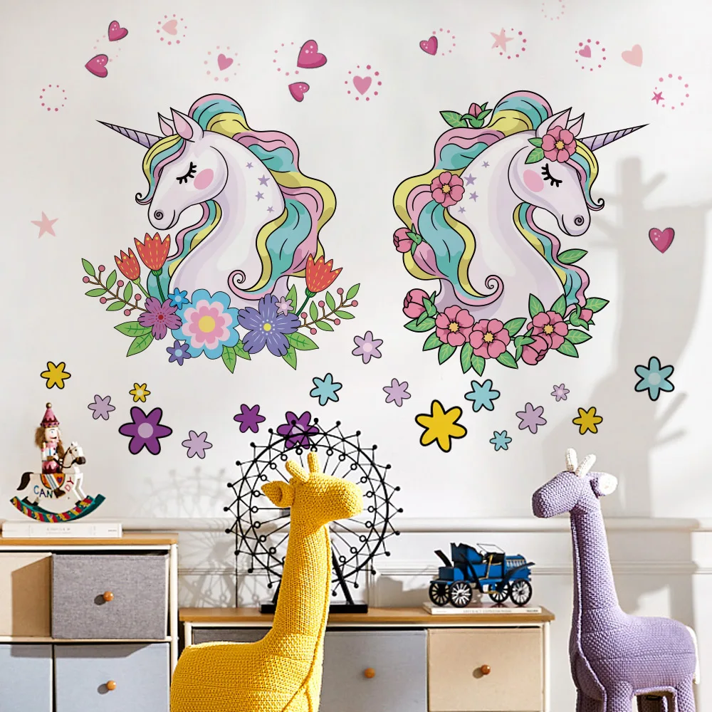Наклейки на стены в виде единорога наклейка стену форме декор сердца цветок день