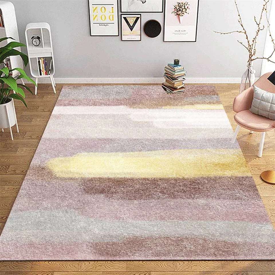 

Colorful Girl Room Rug Modern Carpet Living Room Painting Printed Bathroom Mat Bedside Floor Mat Long Carpet For Kitchen Pink