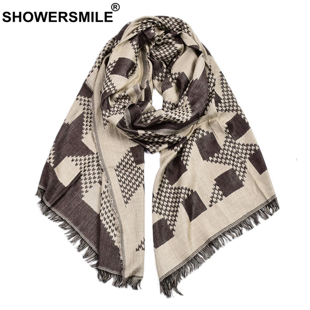 SHOWERSMILE зимний мужской шарф черный хлопковый льняной модный для мужчин с