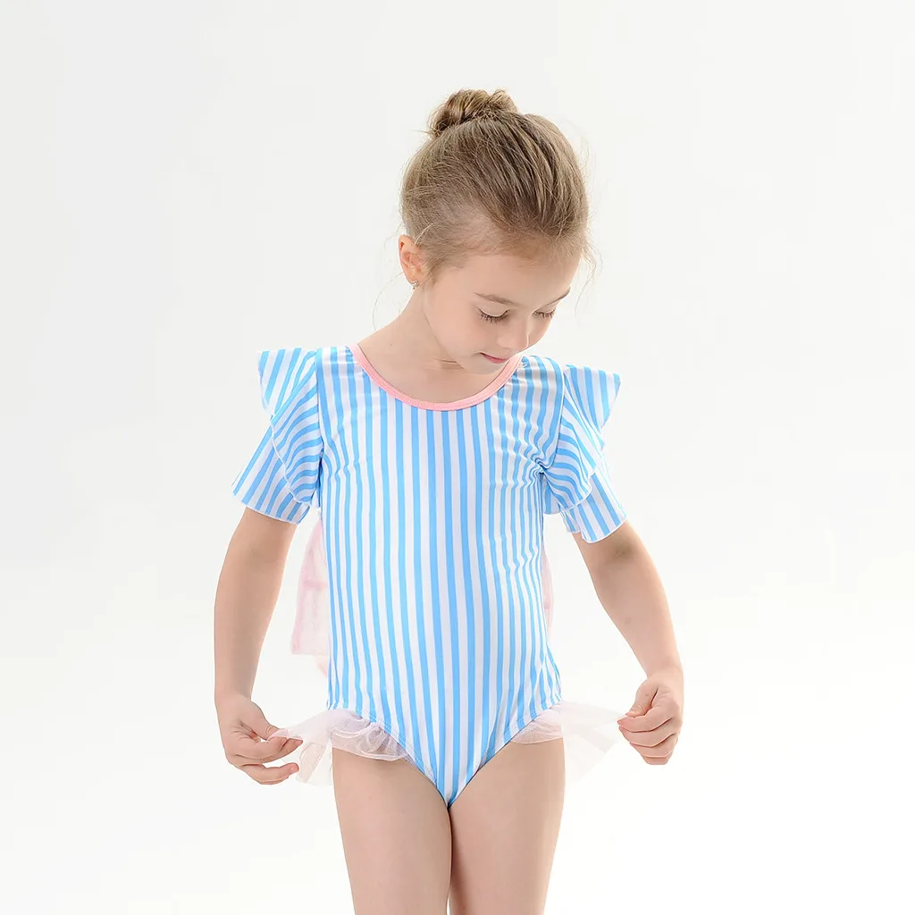 Детский слитный купальник для девочек Летний полосатый детский детская пляжная