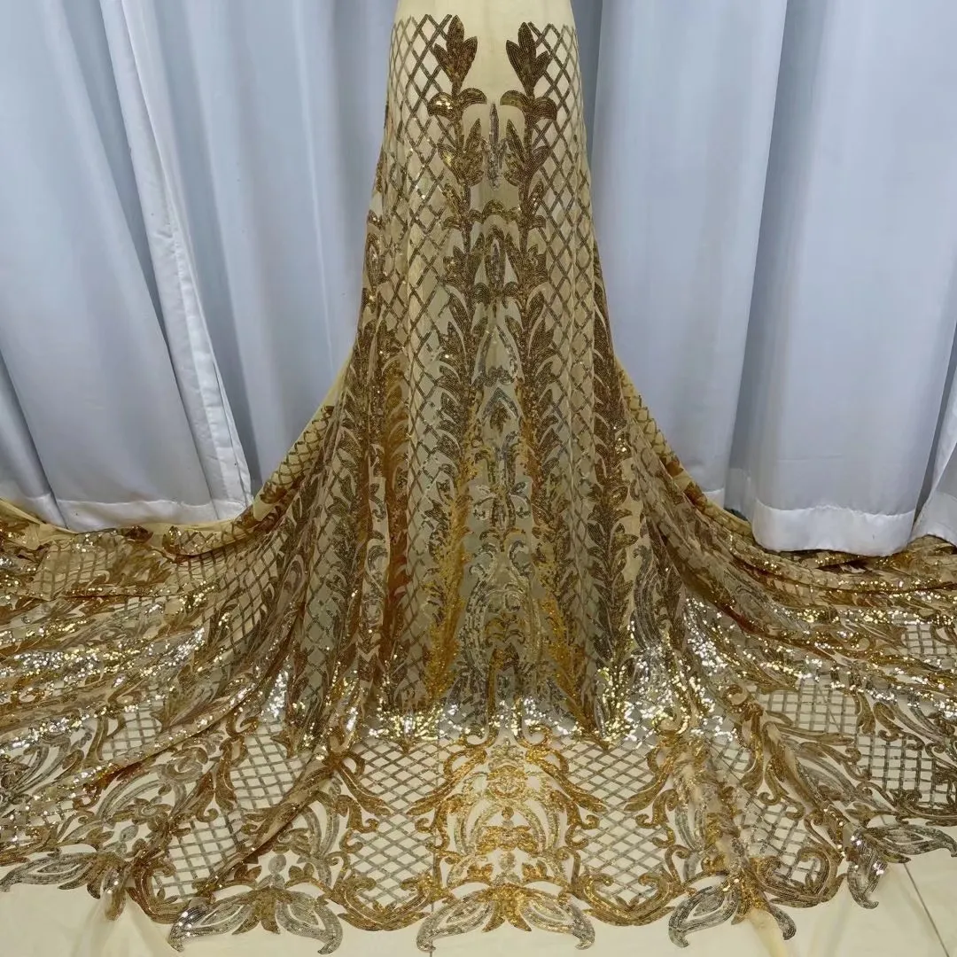 

Madison African Sequins Lace Fabric Latest French Lace Fabric 2021 High Quality Lace Nigerian Lace Fabric For Party Sewing