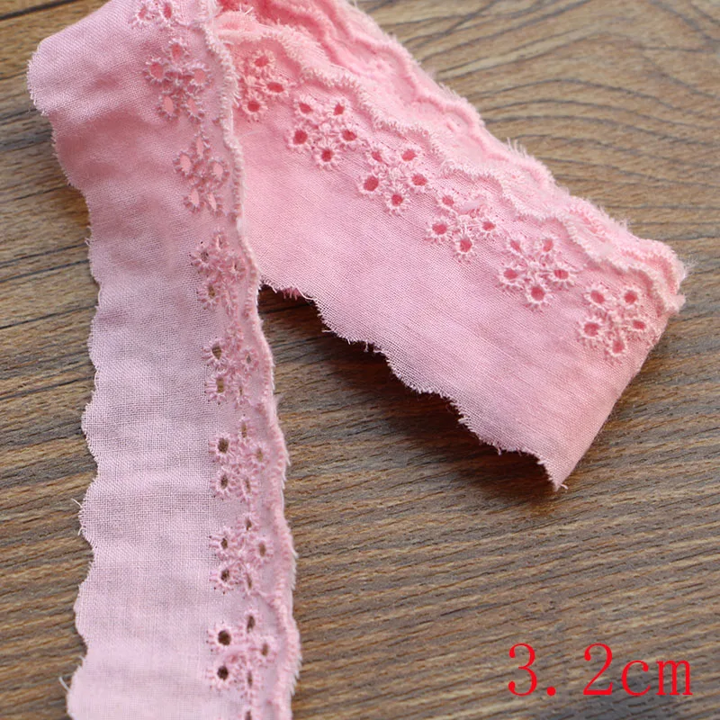 2 ярда 5 см розовый хлопковый тройной кружева для ремесла/одежды/шитья оптовая