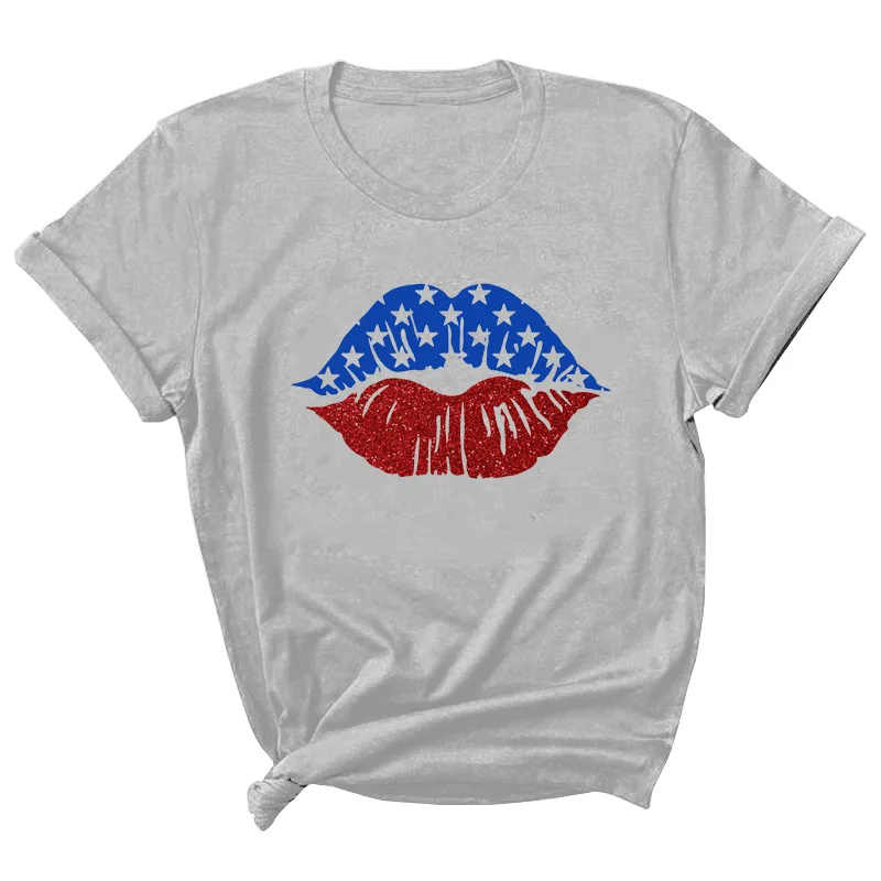

Star Lips Letter Print Women T Shirt Short Sleeve O Neck Loose Women Tshirt Ladies Tee Shirt Tops Clothes Camisetas Mujer