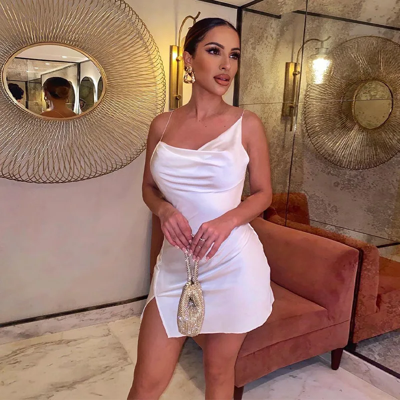 

New sexy solid color fashion halter strap dress women