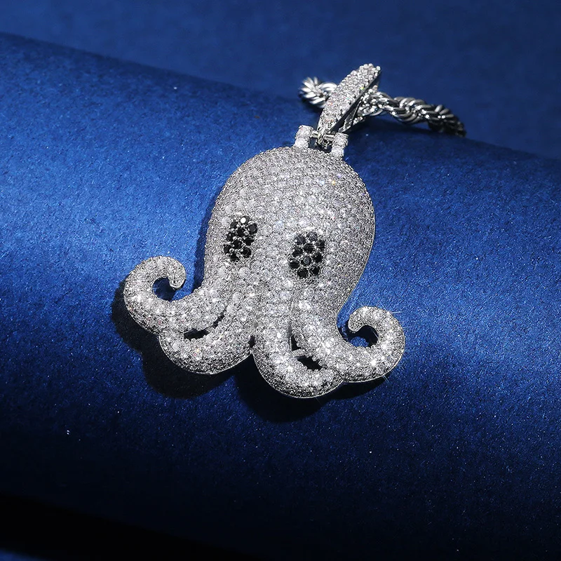 

JUWANG New Luxury Snake Chain Necklaces High Quality AAA Cubic Zirconia Octopus Pendant Necklace Fashion Jewelry Pendientes