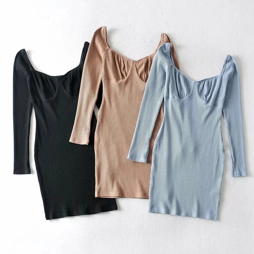 

Dress Fashion Trend Women's Three-dimensional Wrapped Chest Long Sleeve Wrapped Hip Skirt Ins Style 2021 Spring New Wn*