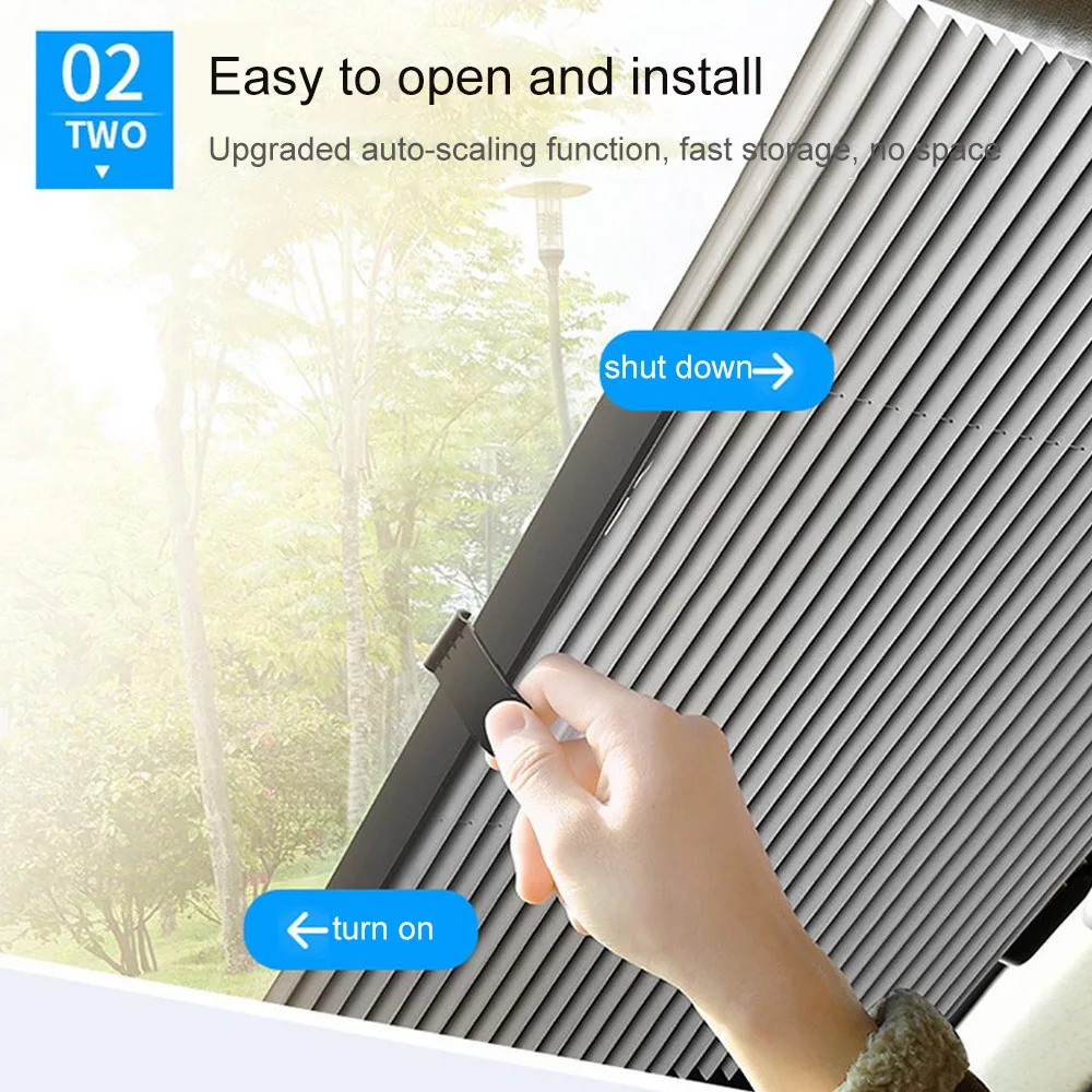 

Car Retractable Windshield Sun Shade Block Sunshade Cover Front Rear Window Foil Curtain for Solar UV Protect Sun Visor