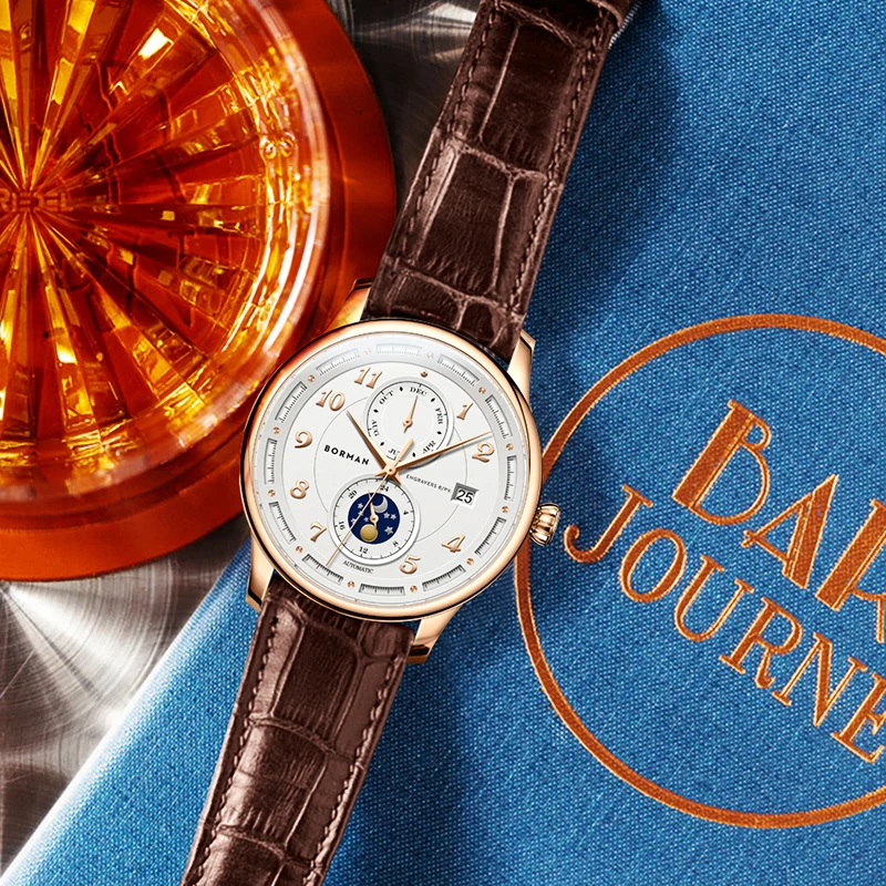 Роскошные брендовые швейцарские автоматические механические мужские часы BORMAN с