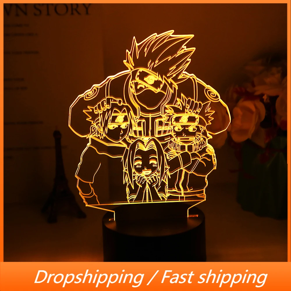 Аниме Наруто Узумаки детский светодиодный Ночной светильник команда 7 Какаши