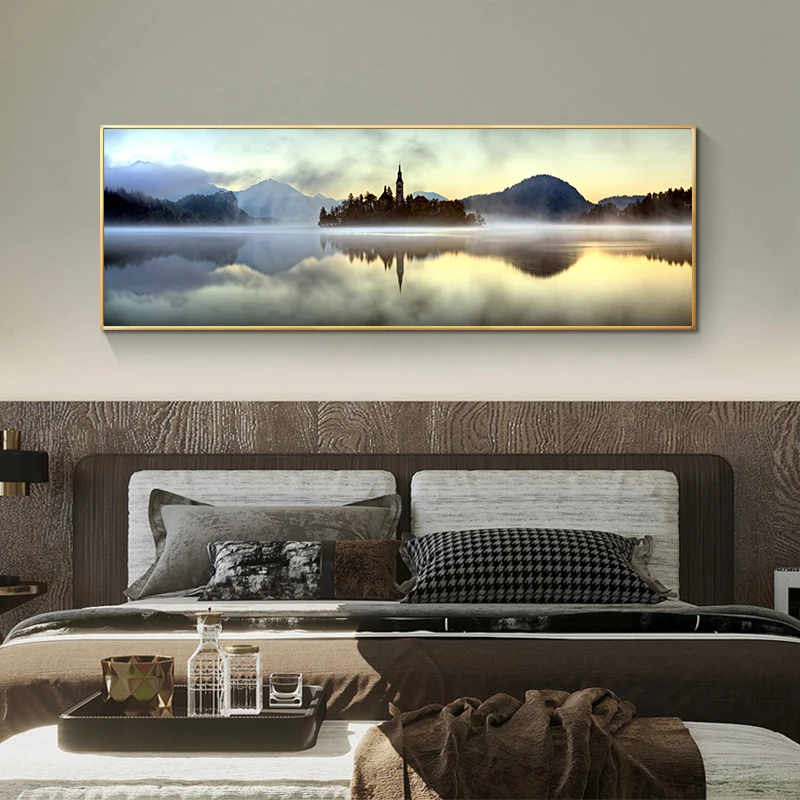 Modern Landscape Wall Art Posters And Prints Island in Lake Canvas Paintings On The Decorative Pictures For Living Room | Дом и сад