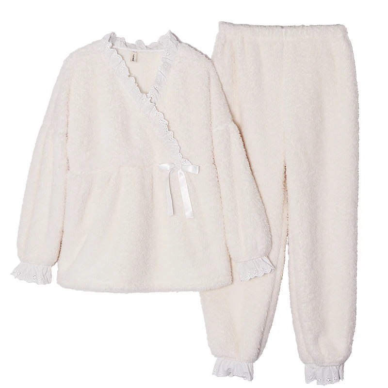 Вельветовая ночная рубашка из овечьей шерсти для беременных и кормящих грудью