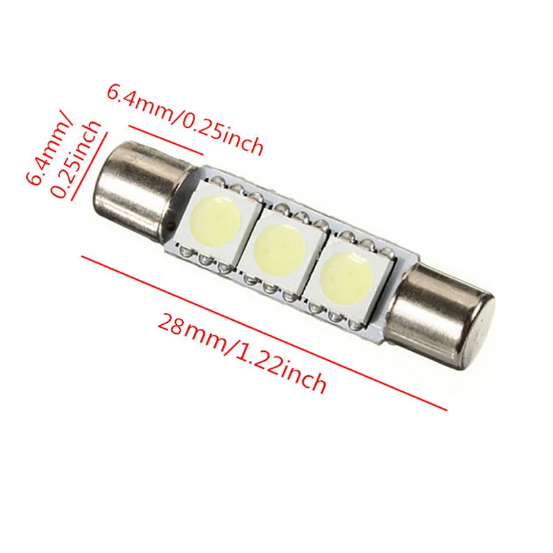2 шт. автомобисветодиодный светодиодные лампы T6.3 T6 28 мм 5050 3 SMD 12 В|Сигнальная