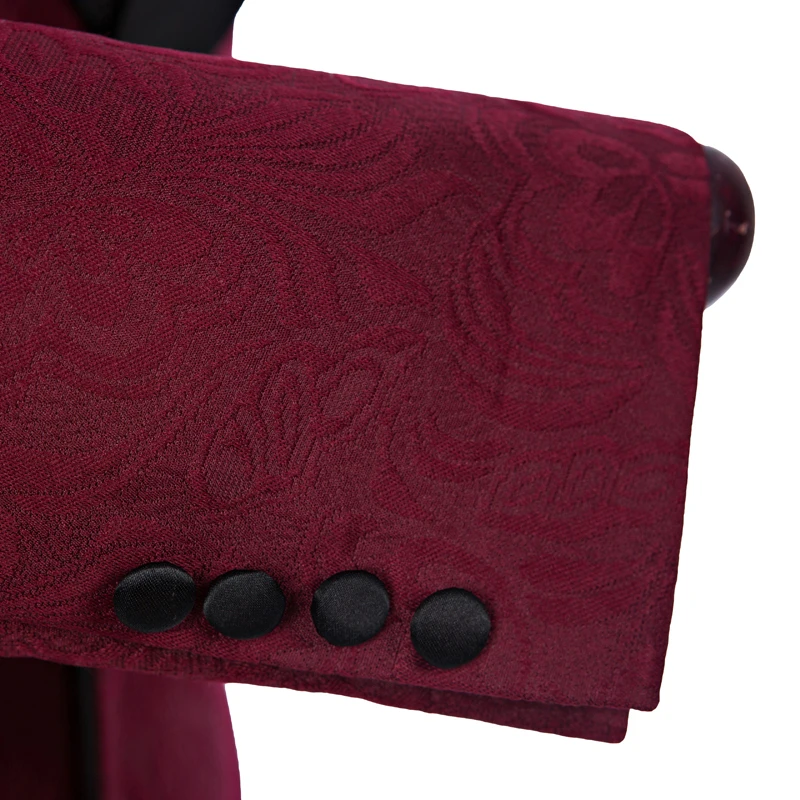 

TPSAADE New Style Burgundy Jacquard Groom Tuxedos Shawl Lapel Groom Tuxedos Men Suits Wedding Best Man Blazer (Jacket+Pants+Tie)