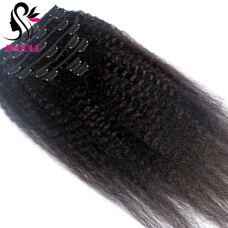 Индийские кудрявые волосы Remy прямые накладные человеческие на заколке 12-30 дюймов
