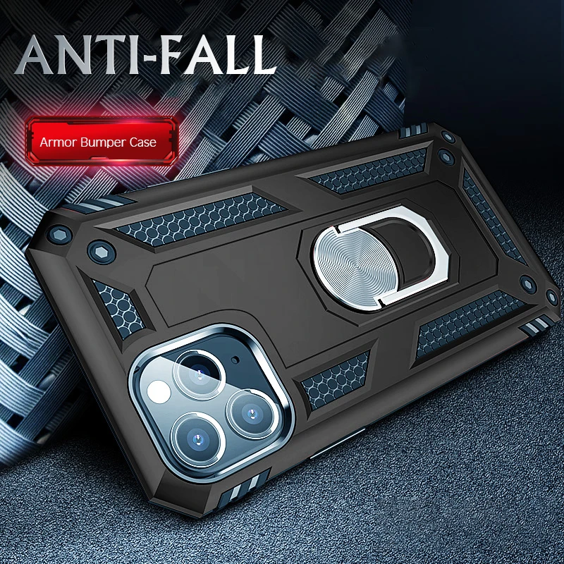 

Armor Shockproof Phone Case For iphone 13 12 11 Pro XS Max XR X 7 8 6 6s Plus SE2020 Luxury Car Magnetic Ring Bumper Back Cover