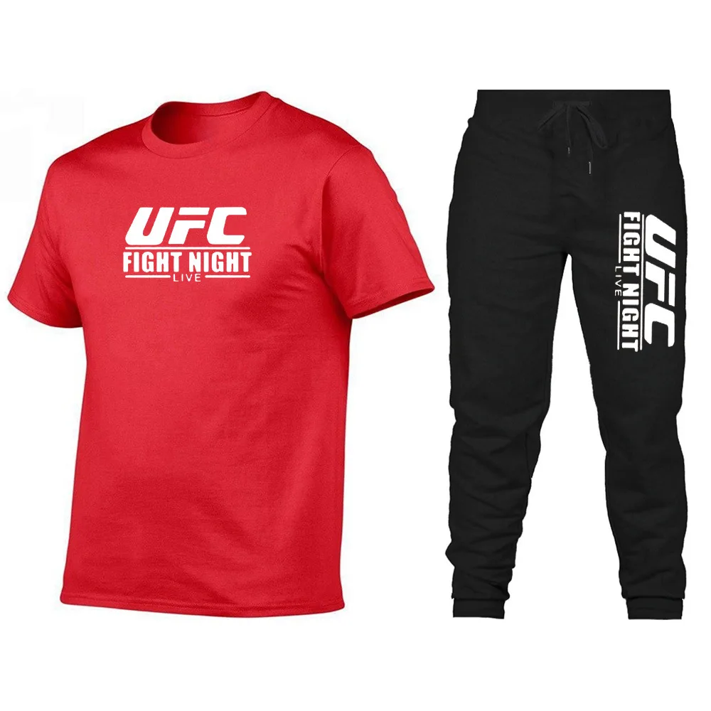 

New Fashion Casual Sportswear MMA Summer Alphabet Print Suit Men's Jogging Fitness Suit Men's Suit T-shirt + Pants 2-Piece Set
