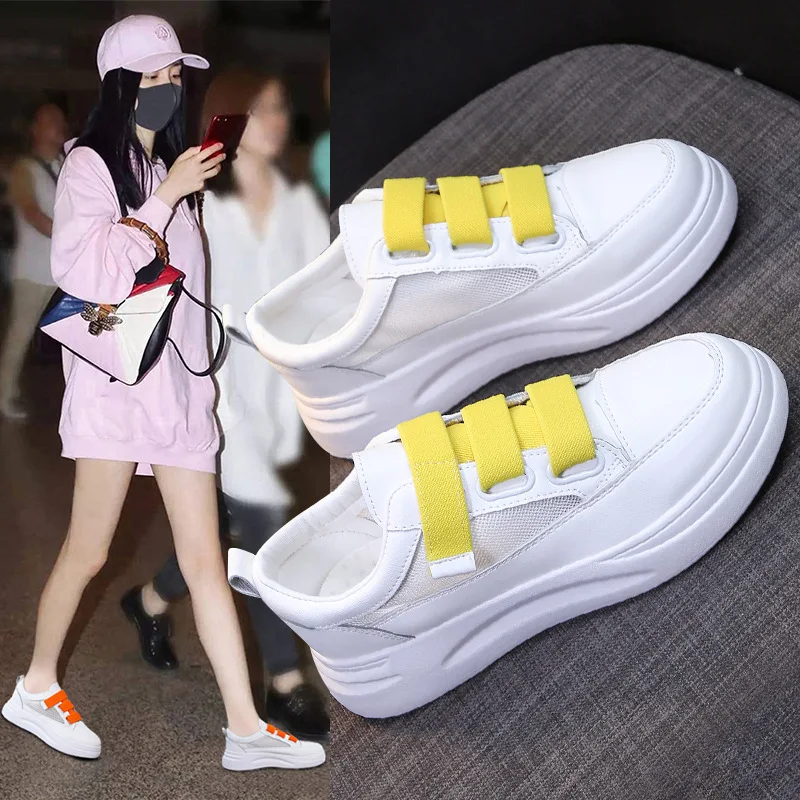 Woman Leather Shoes 2019 Autumn New Fashion Women Casual High Platform PU White Sneakers | Обувь