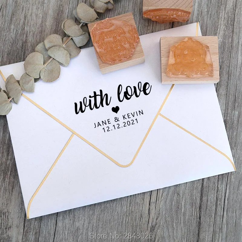 Деревянная резиновая штамп с надписью LOVE на заказ для свадебных сувениров