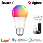 Умная Светодиодная лампа Tuya Zigbee, лампа с изменением цвета, управление через приложение, работает с Alexa и Google Home, RGBCW E27, 18 Вт
