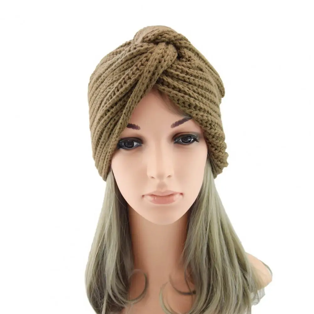 

Women Knitted Fabric Hat Solid Color Autumn Winter Stretchy Dome Beanie Headwrap Warm Ladies Clothing Accessories
