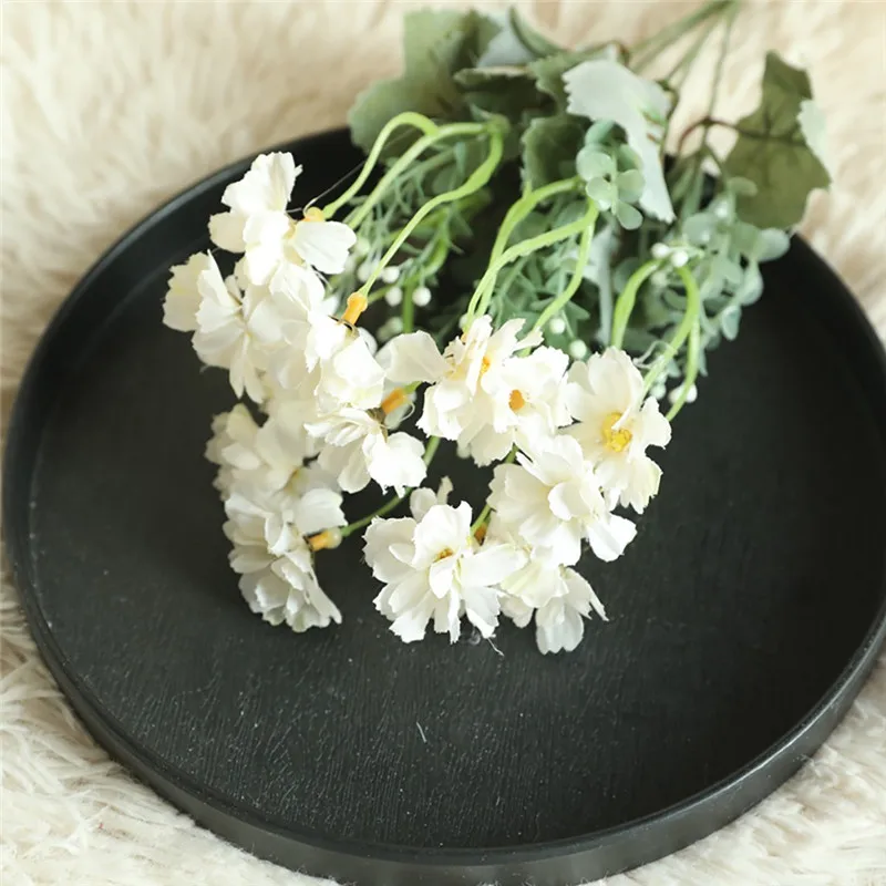 Искусственный шелк Поддельные Дейзи цветков хризантемы лист с цветочным